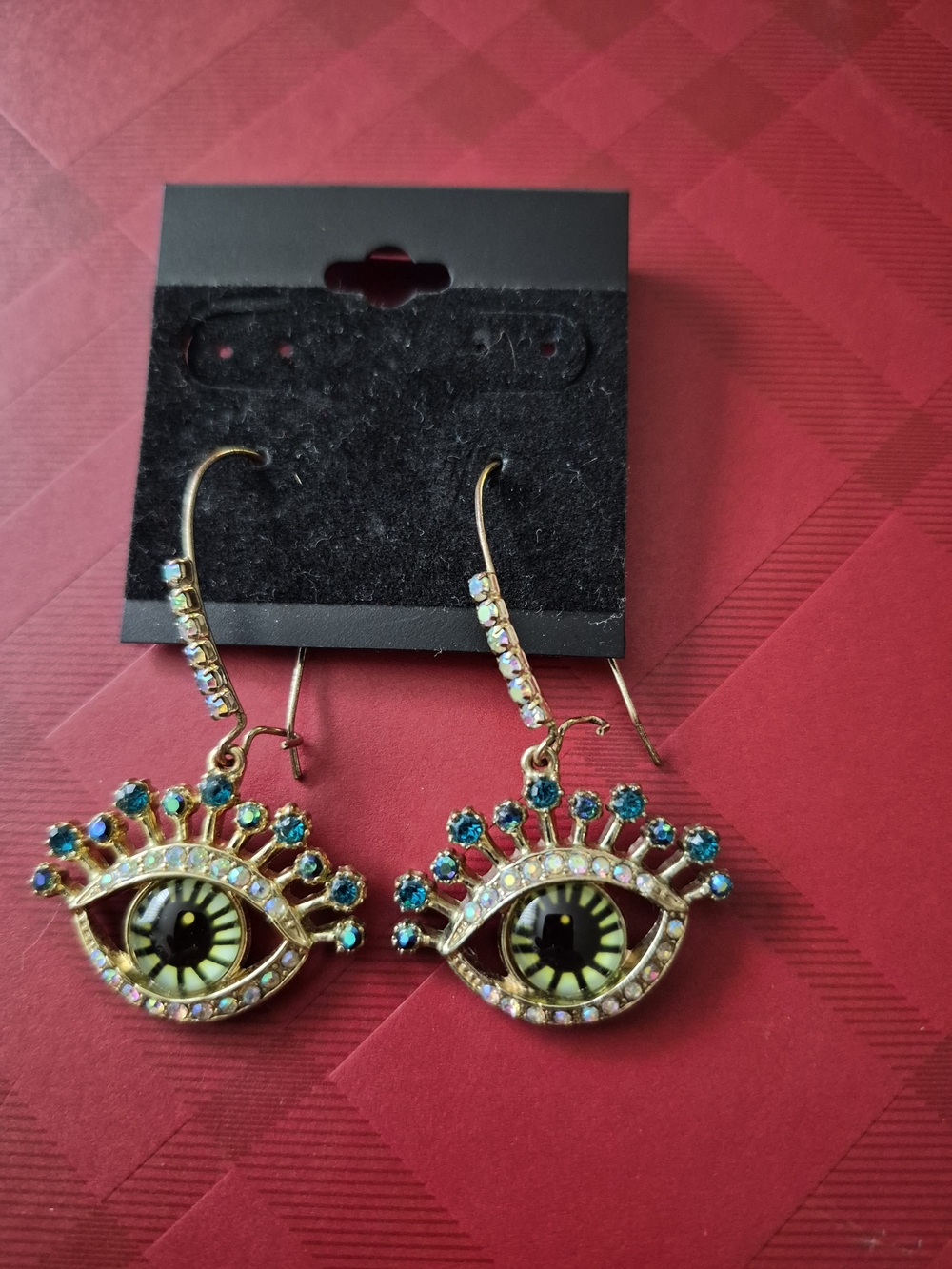 Betsey Johnson Gold-Tone Multicolor Eye Drop Earrings - Blue, Teal & Pink